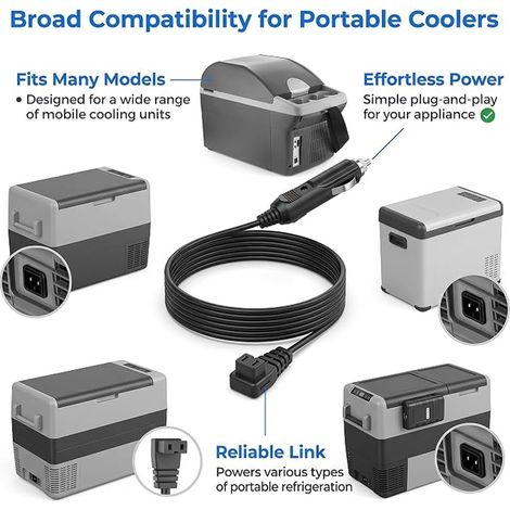 Cable Glaciere Allume Cigare pour Glaciere Voiture Allume Cigare, Adaptateur Glaciere Electrique Compatible Câble d'alimentation Glacière de Voiture (1/4)