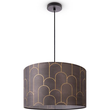 Paco Home Plafonnier Salon Table À Manger Abat-jour Tissu Moderne Abstrait Lampe à suspension - Noir, Design 5 (Ø45,5 cm) (1/4)