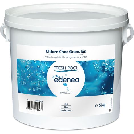 Chlore Choc Piscine Spécial Eau Verte - Granulés Seau 5kg - Edenea Fresh Pool (1/5)