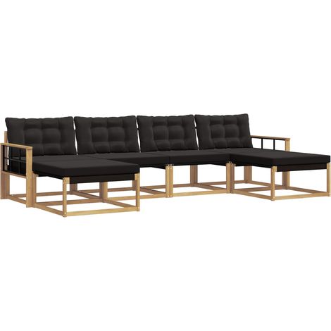 Conjunto de sofás de exterior 6 uds. Blanco y Negro vidaXL (1/5)