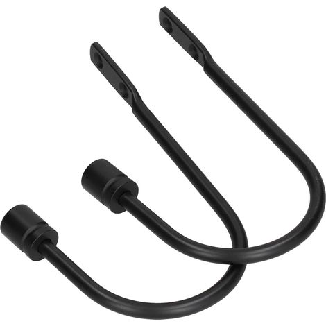 Lot de 2 crochets de rideau cylindriques en alliage d'aluminium en forme de U, pour la maison, le bureau ou la chambre (noir). (1/5)