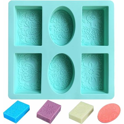Green Mobility- Moulles à Savon en Silicone Moules 6 cavités rectangulaires DIY Moule en Silicone moules en Silicone Fait Maison pour Faire de savons cosmétiques Solides Chocolat Cupcakes Muffins Boug (1/4)