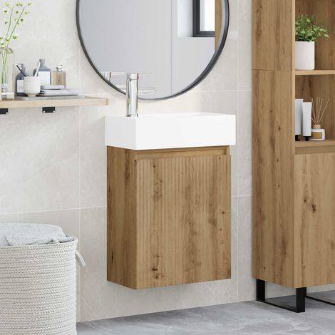 vidaXL Mobile bagno con rubinetto Rovere Artigianale (1/5)