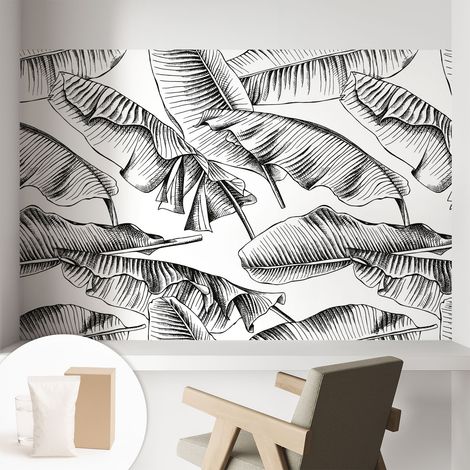 Papier peint avec colle pour décoration moderne de salon chambre à coucher cuisine et bureau Facile Feuilles de bananier 104x70 cm (1/5)