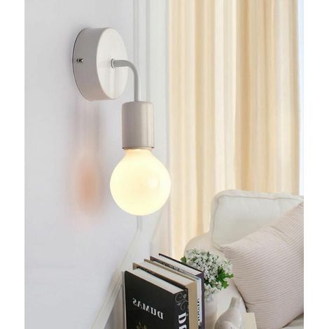 Applique murale en fer forgé style industriel vintage, lampe rétro style loft E27 blanche pour la maison, un café, une cuisine, un salon, une chambre ou un hôtel. (1/4)