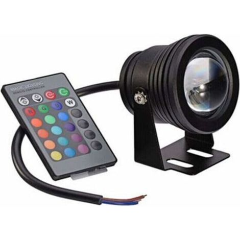 Source de lumière LED pour piscine avec télécommande, lumière sous-marine à changement de couleur pour aquarium (coque noire RVB) 10 W [Classe énergétique A] (1/4)