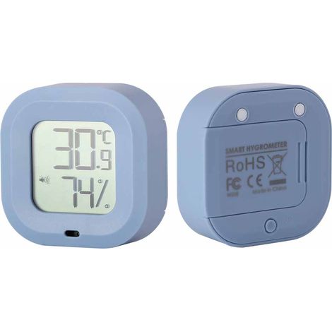 Thermomètre et hygromètre intelligent avec Bluetooth pour les pièces de rangement, les chambres, les garages et les serres agricoles (bleu) (1/5)