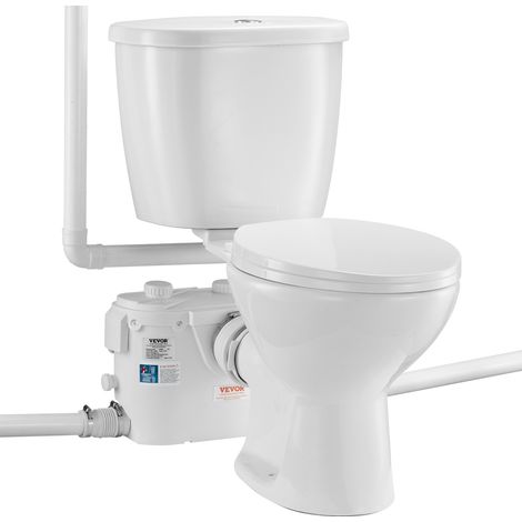 VEVOR Toilettensystem Zerkleinerungstoilettensystem mit leistungsstarker 500 W Zerkleinererpumpe, Toilette mit Heckauslass und Auftriebsspülung für den Keller, Wasserentsorgung mit Doppelspülung (1/5)