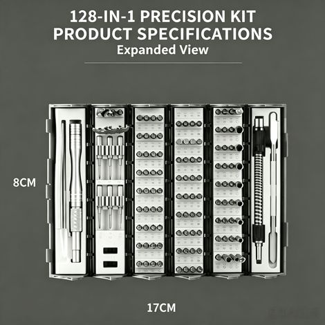 Jeu de tournevis de précision 128 en 1, embouts en acier allié haute dureté, coffret pliable éventail, réparation téléphone, ordinateur portable, montre, lunettes et petit électroménager (1/5)