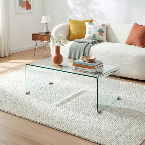 Couchtisch Väsas 90x45x35 cm gehärtetes Glas Transparent (1/5)