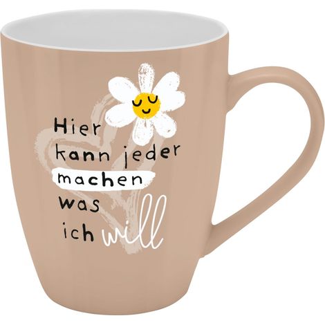 Tasse avec motif imprimé « Hier kann jeder machen was ich will», avec banderole (1/4)