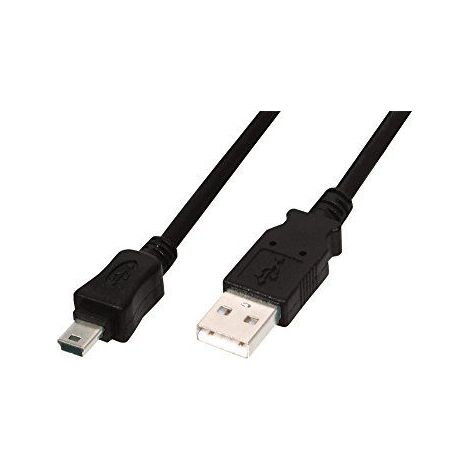 Digitus USB-Kabel USB 2.0 USB-A Stecker, USB-Mini-B Stecker 1.00 m Schwarz Rund, doppelt geschirmt (1/3)