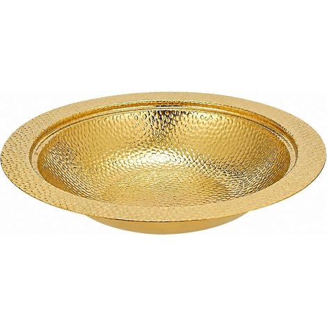 Bol à offrandes 25 cm en acier inoxydable martelé doré bol métal pour culte dominical et sainte communion (1/5)