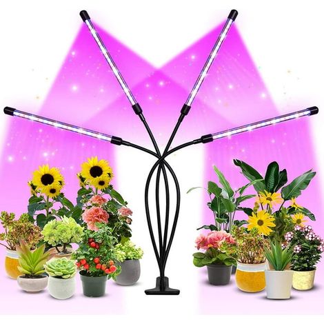 Lampe de Croissance pour Plantes, 3 Bras Pivotants, 60 LED Rouge/Bleu, 9 Intensités Réglables, Minuterie 3/9/12H, Col de Cygne Flexible, 3 Modes d'Éclairage pour Plantes d'Intérieur (1/5)