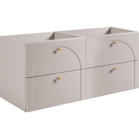 Ensemble de 2 meubles sous vasque suspendus AURA cachemire mat 120 cm G (1/5)