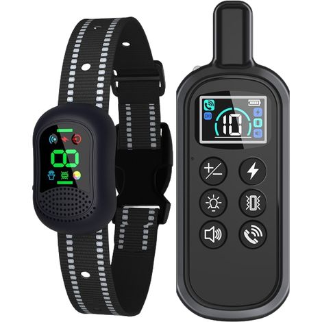 Collier anti-aboiement pour chien, collier de dressage pour chien avec télécommande, collier anti-aboiement rechargeable, étanche. (1/5)