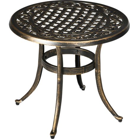 Wetterfester Beistelltisch aus Aluminiumguss für den Außenbereich, Tragkraft 60 kg, Durchmesser 60 cm, Höhe 52,5 cm