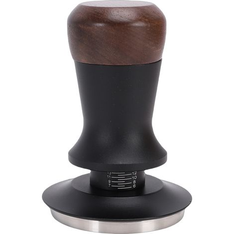 Caffettiera a pressa francese con segnale acustico, base filettata, legno di noce, acciaio inox, 13,6 kg, pressione costante, molla da 58 mm (1/5)
