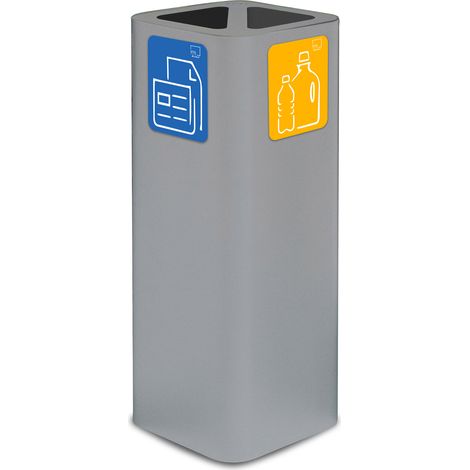 Pattumiera Per Raccolta Rifiuti 30x30xh80 cm In Acciaio Verniciato Cover a 2 Scomparti Grigio (1/2)