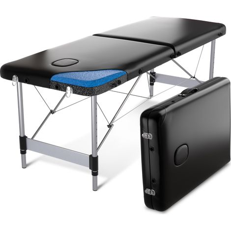 Fenixshop24 Lettino Massaggio Professionale 2 Zone in Alluminio, Pieghevole con Borsa – Nero, Cod 09 (1/5)