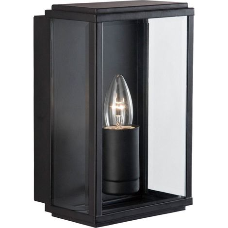 Applique Box, extérieur et véranda, boîte rectangulaire noire à 1 flamme Martelé (1/3)