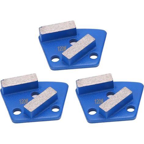 Set di 3 dischi abrasivi diamantati trapezoidali per calcestruzzo, vernici, pavimenti, taglio aggressivo, dischi per lucidatura metalli, dischi di rivestimento, 2 denti, blu, grana 120 (1/5)
