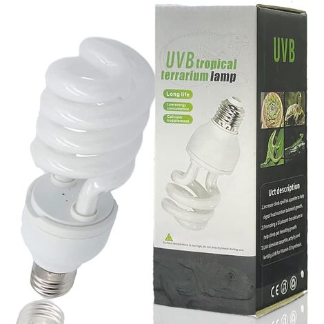 Ampoules UVB pour reptiles Ampoule tortue pour tortues aquatiques Lampes de terrarium tropical Supplément de calcium à économie d'énergie pour amphibiens de forêt tropicale lézard serpent (UVB5.0 26W)