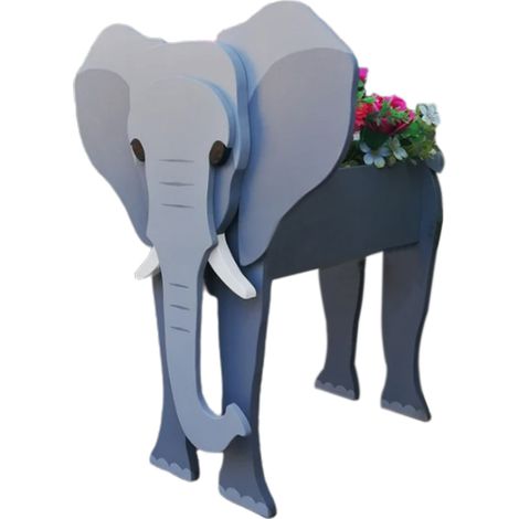 Maceta con forma de animal de 34x24cm en PVC, original y adorable, con forma de elefante, ideal para suculentas y flores pequeñas. (1/2)
