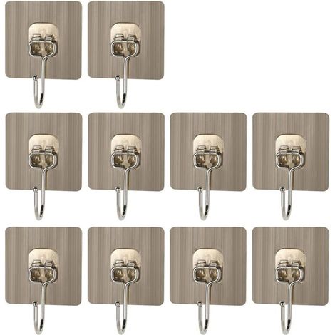 10er-Pack selbstklebende Wandhaken 20 kg (max.) für Bad, Küche, Decke, Aufhängung, Wand, Tür, Bademantel, Handtuchhalter (1/5)