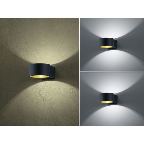 2er SET LED Wandlampen Schwarz / Gold mit Up and Down Licht, Ø 10,5cm (1/5)