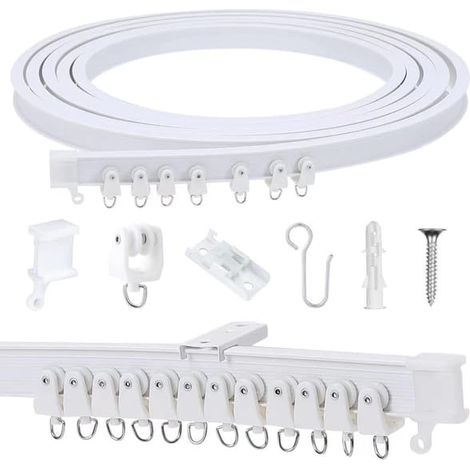 LYERCW - Rail de rideau flexible en PVC de 5 m, pliable, pour plafond, chambre, salle de bain, balcon et séparation de pièce (1/5)