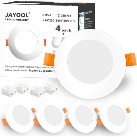 Plafonniers encastrés LED, Plafond Downlights Rond 8W Lampes de Montage,Couper Φ65-45MM 800lm Blanc Froid,5700K, (Lot de 4) (1/5)