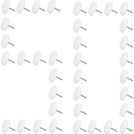 50pcs Patin Glisseurs pour Meuble Tampon Pied Teflon a Clouer avec Vis Patin Chaise 20mm Quincaillerie du Meuble pour Protege Pied a Clouer de Meuble et Plancher - 5mm d'épaisseurs (20mm) (1/5)
