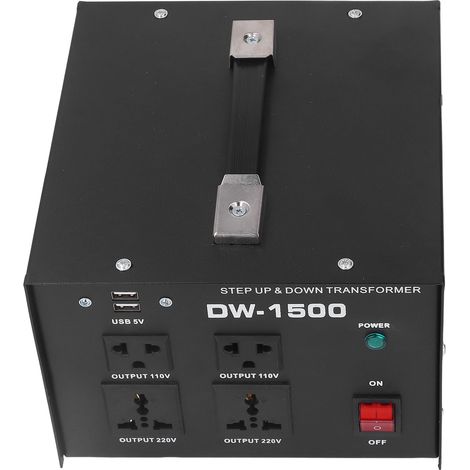 1500-W-Transformator, Wechselstrom-Spannungswandler 110-120 V/220-240 V (Abwärts-/Aufwärtswandler), EU-Stecker, einstellbare Regelung, universelles Netzteil. (1/5)