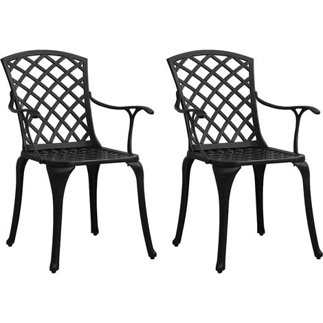 vidaXL Sillas de jardín 2 unidades aluminio fundido negro (1/5)