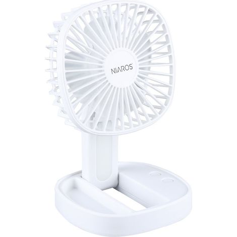 Coober Mini Ventilatore portatile pieghevole con luce LED ricaricabile tramite USB (3W 5V) Bianco