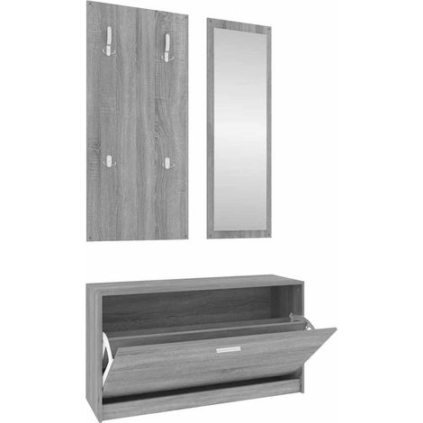 Maison Exclusive - Set Scarpiere 3 in 1 grigio sonoma in Legno Multistrato (1/5)