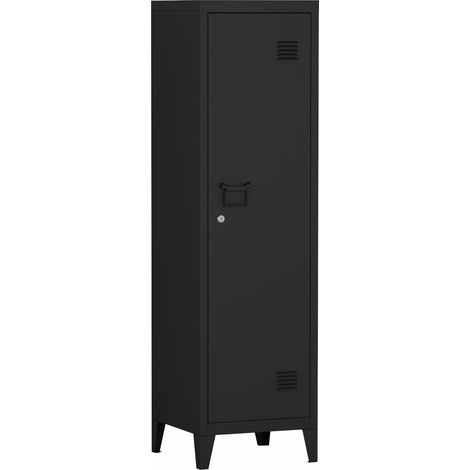 Armoire à casier métallique vérouillable 137 x 38 x 38 cm noir (1/4)