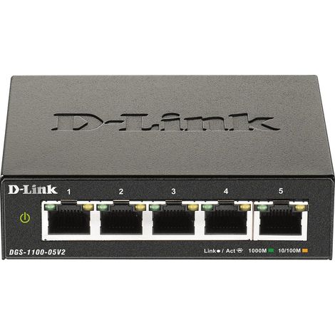D-Link DGS-1100-05V2/E switch di rete Gestito L2 Gigabit Ethernet (10/100/1000) Nero (1/4)