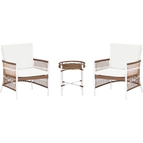 Conjunto de balcón 2 plazas elegante poliéster aluminio 2 sillas y una mesa blanco Levico