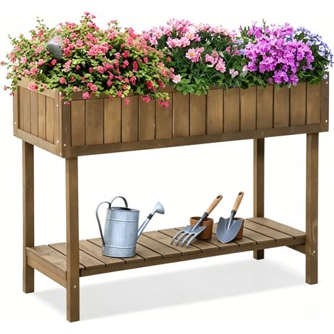 GagaJardinière en bois, jardinière à légumes, jardinière sur pied, jardinière pour fleurs (1/5)