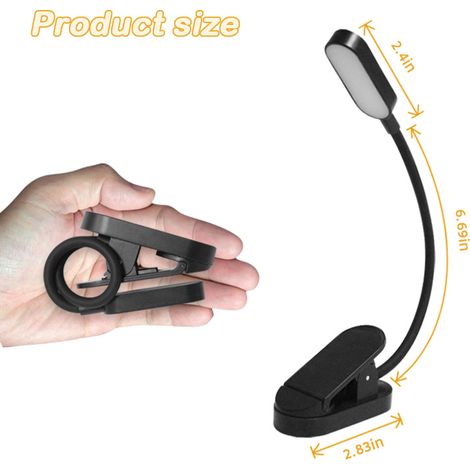 Lampe de Lecture Rechargeable, LED Liseuse Lampe Clip, Gradation Progressive & 3 Modes Protection des Yeux (Blanc Froid&Chaud), 360° Cou Flexible, Indicateur, Longue Travail pour Lire au Lit (1/4)