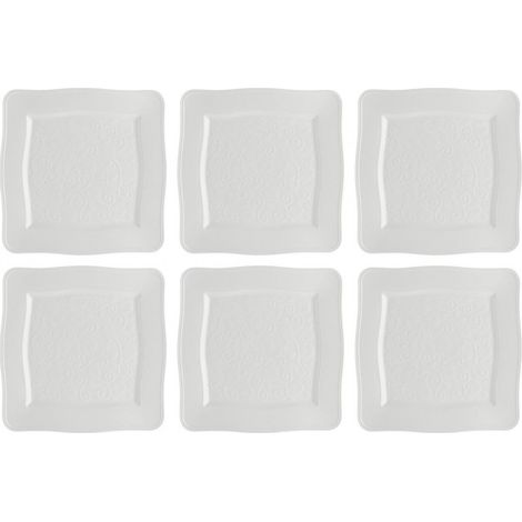 LA PORCELLANA BIANCA Juego de 6 platos cuadrados Florentina - Blanco, 26,5 cm - Elegancia cotidiana