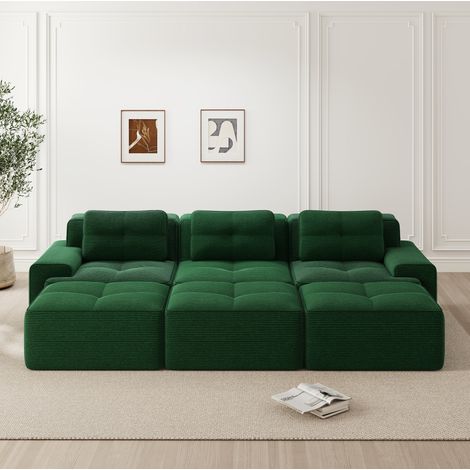 Modulares Cordsofa mit Schlaffunktion in Grün OKMYHOME (1/5)