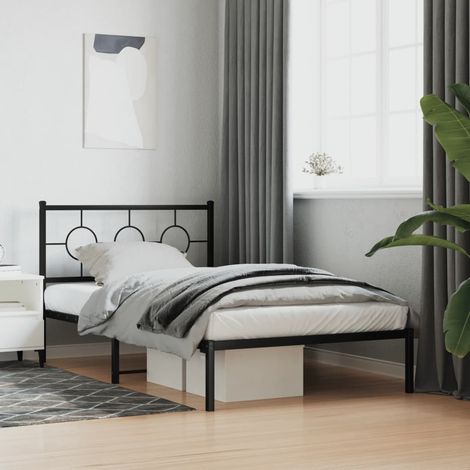 Estructura cama sin colchón con cabecero metal negro 107x203 cm vidaXL (1/5)