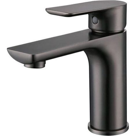 Robinet en acier inoxydable gris, robinet WC/lavabo, raccordement eau chaude et eau froide, avec flexible d'arrivée d'eau de 60 cm. (1/5)