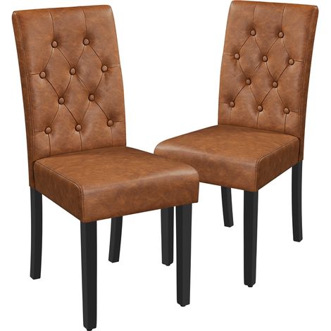Homevive Juego de Sillas de Comedor Sillas de Cocina de Piel Sintética Sillas Acolchadas con Respaldo Patas de Madera Silla Comedor Capacidad 135 KG Marrón Claro (1/5)
