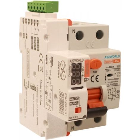 RCCB Interruttore Differenziale Puro Riarmo Automatico, Tipo AC 1P+N 3M 6000A 300mA 63A AC 230V IP20 IEC61008-1 PR8NM