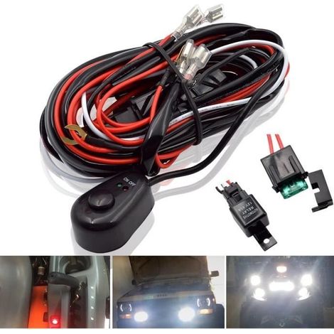 HautStore Câblage à Barres Lumineuses LED Faisceau de Fil, Faisceau Electrique avec Relais et interrupteur 12V 40A (1/4)