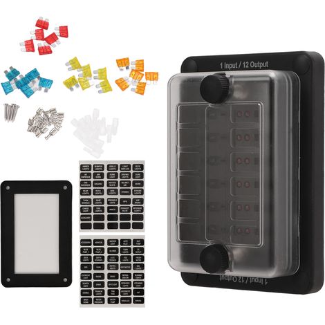 Boîtier 12 fusibles ATC ATO avec voyant LED rouge, IP66 étanche, ignifuge, pour voiture bateau camping-car camion (1/5)
